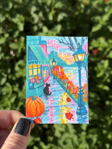Aceo print autumn pumpkin - aceo,