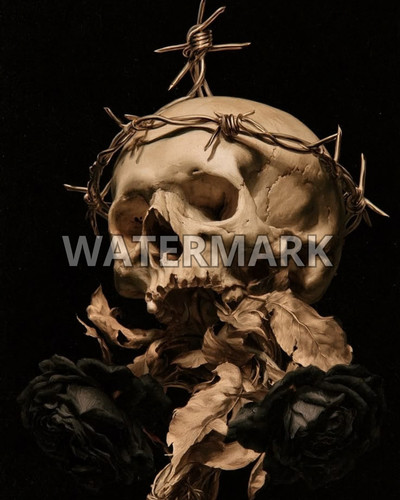 Gothic barbed wire crown skull - wire,